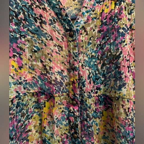 Sundance Size XSmall Cupro Evelina Lined Pleated Relaxed Fit Colorful Blouse - Picture 3 of 11